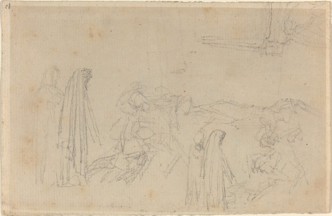 Schetsen met een Gehoofdfiguur (Virgil en Beatrice?) door John Flaxman