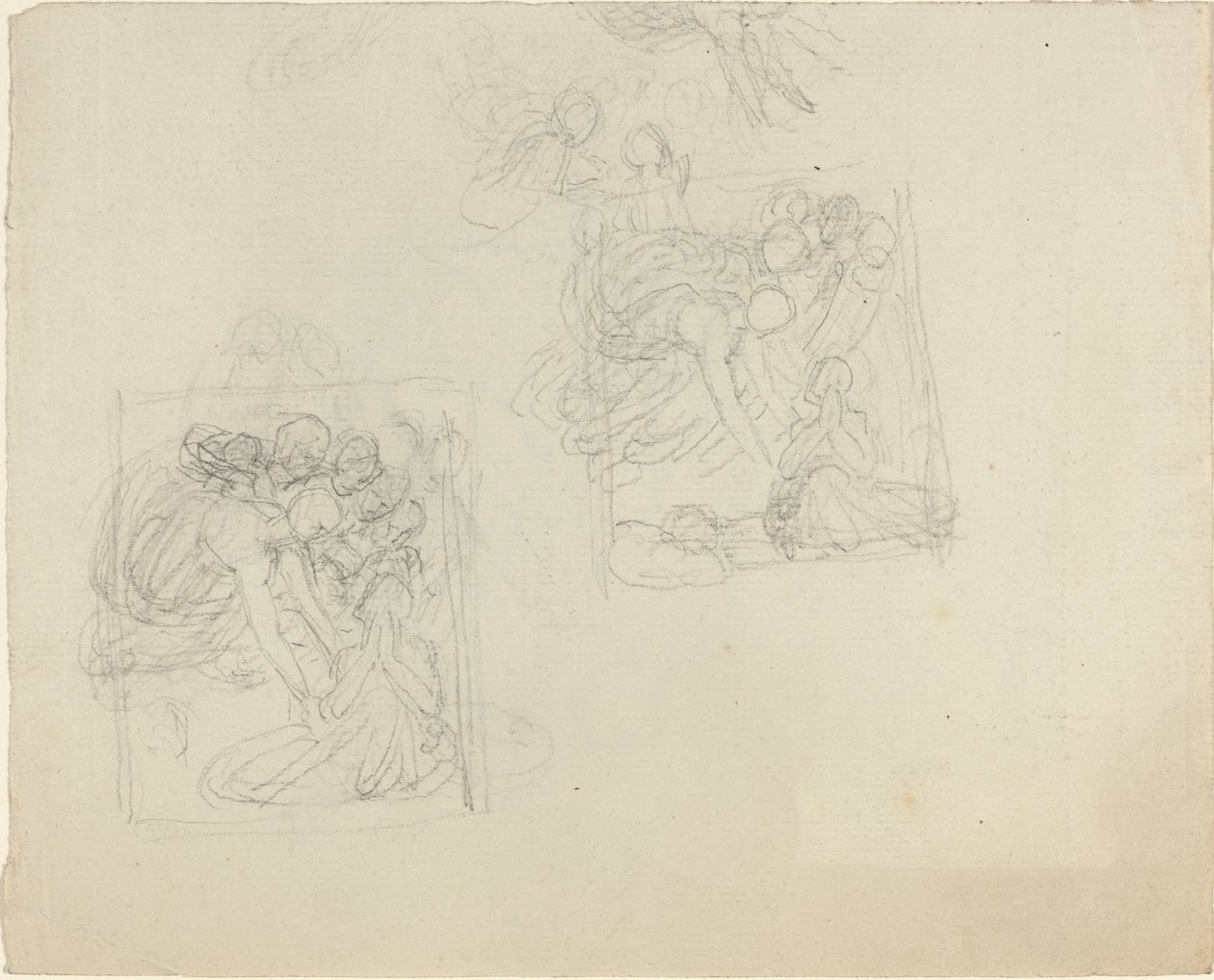 Studies voor een Monument met Engelen Die Reiken naar een Biddend Figuur [recto en verso] door John Flaxman