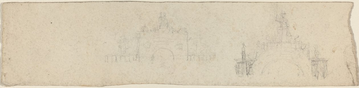 Studies voor een triomfboog bekroond door Britannia [recto en verso] door John Flaxman