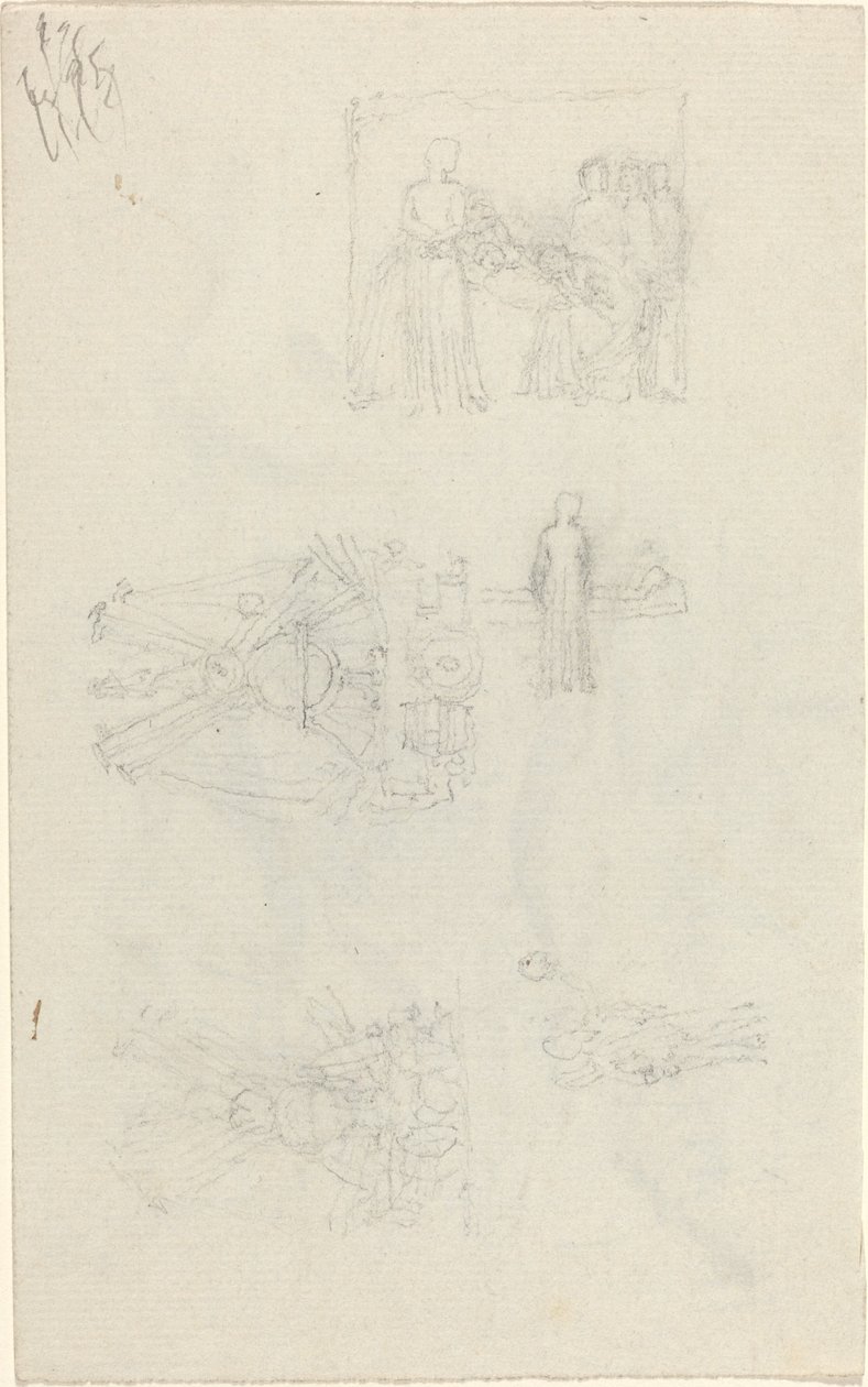 Studies van een Ziekenbed en Decoraties voor de Façade van Buckingham Palace (recto en verso) door John Flaxman