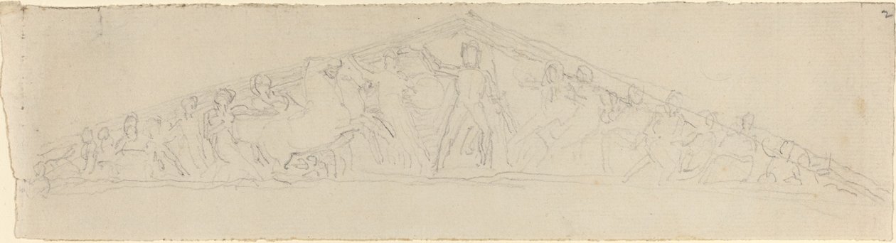 Studie voor reconstructie van het westelijke fronton van het Parthenon door John Flaxman