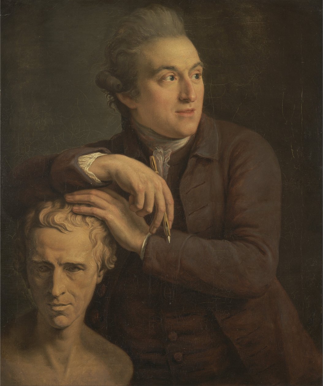 Joseph Nollekens met zijn buste van Laurence Sterne door John Francis Rigaud
