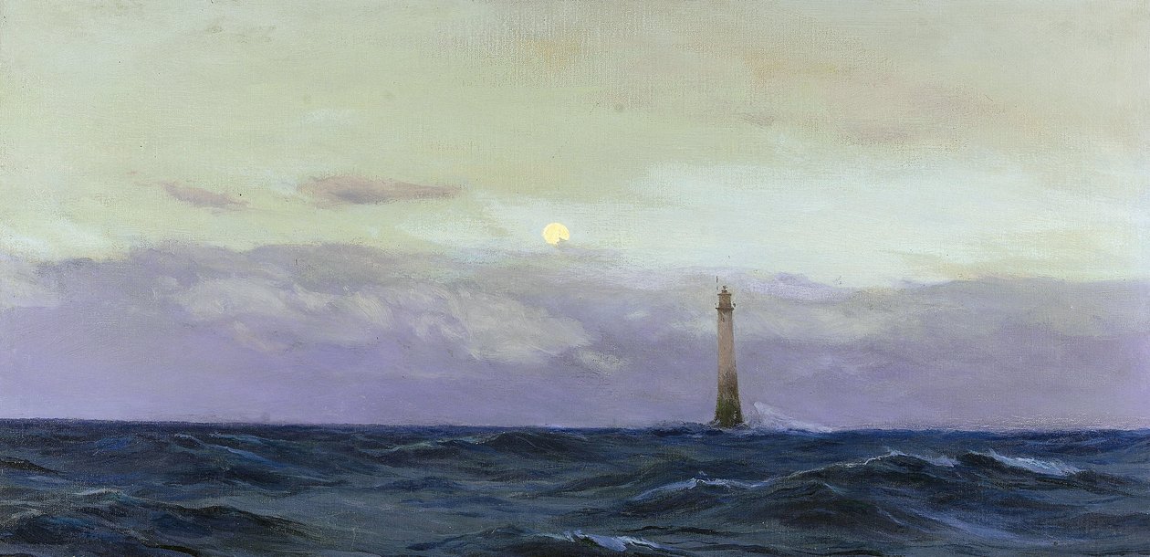 Wolf Rock vuurtoren, een rotsachtig eiland voor de kust van Cornwall, Engeland door John Fraser