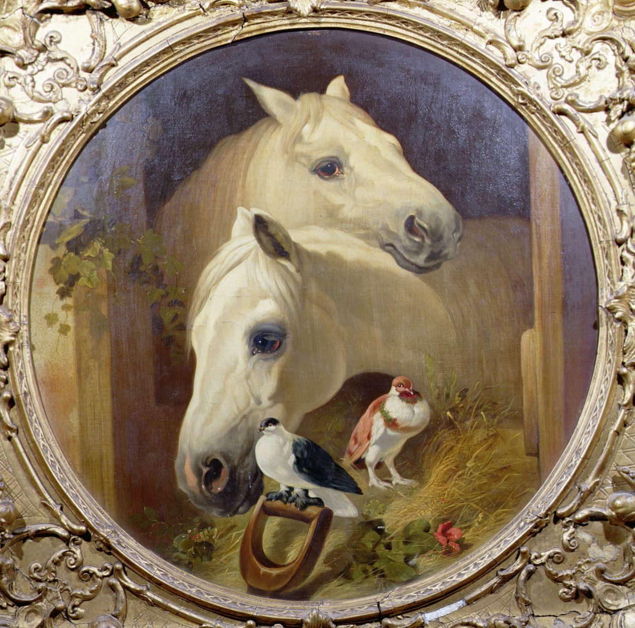 Paarden bij een staldeur door John Frederick Herring Snr