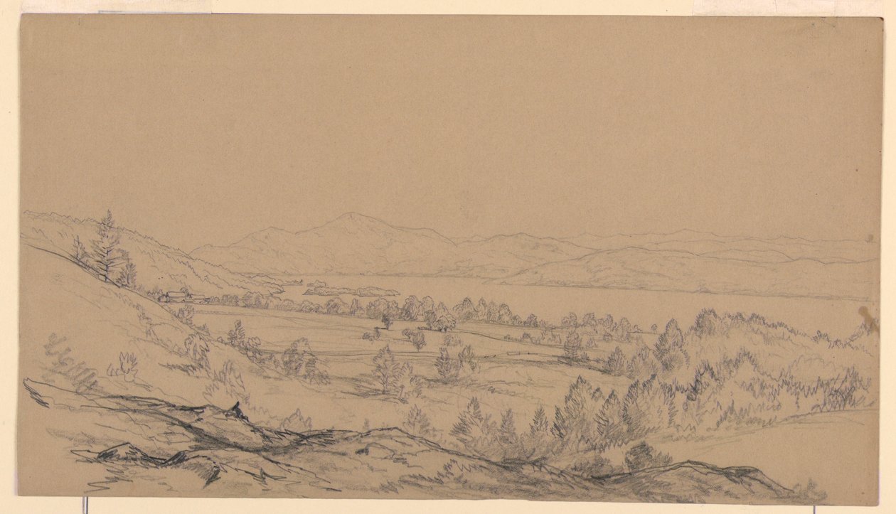 Tekening, Lake George, New York, kijkend naar het noordoosten, 1850-65 door John Frederick Kensett