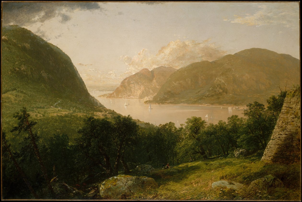 Uitzicht op de Hudson-rivier door John Frederick Kensett