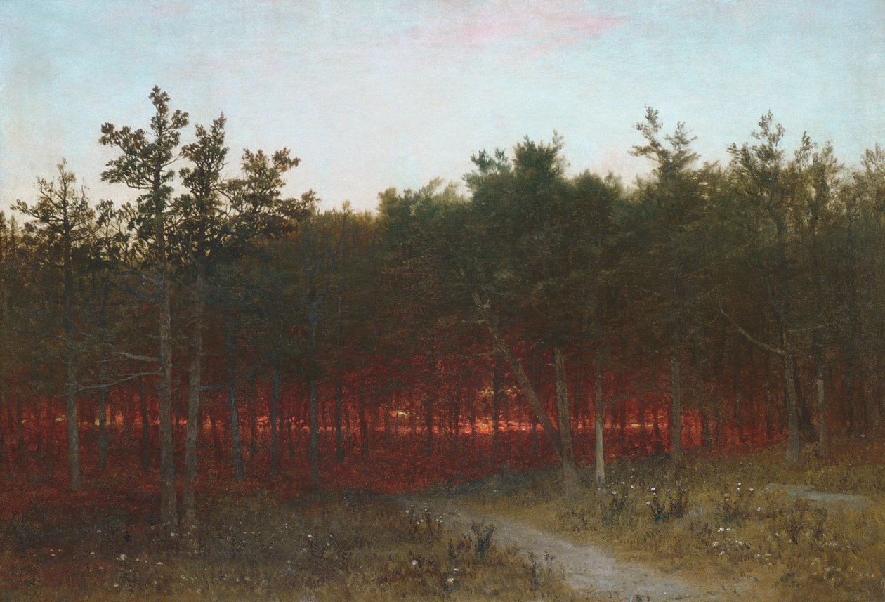 Schemering in de ceders bij Darien, Connecticut, 1872 door John Frederick Kensett