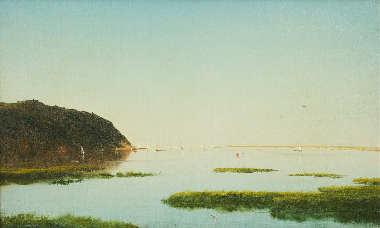 Uitzicht op de rivier de Shrewsbury, New Jersey door John Frederick Kensett