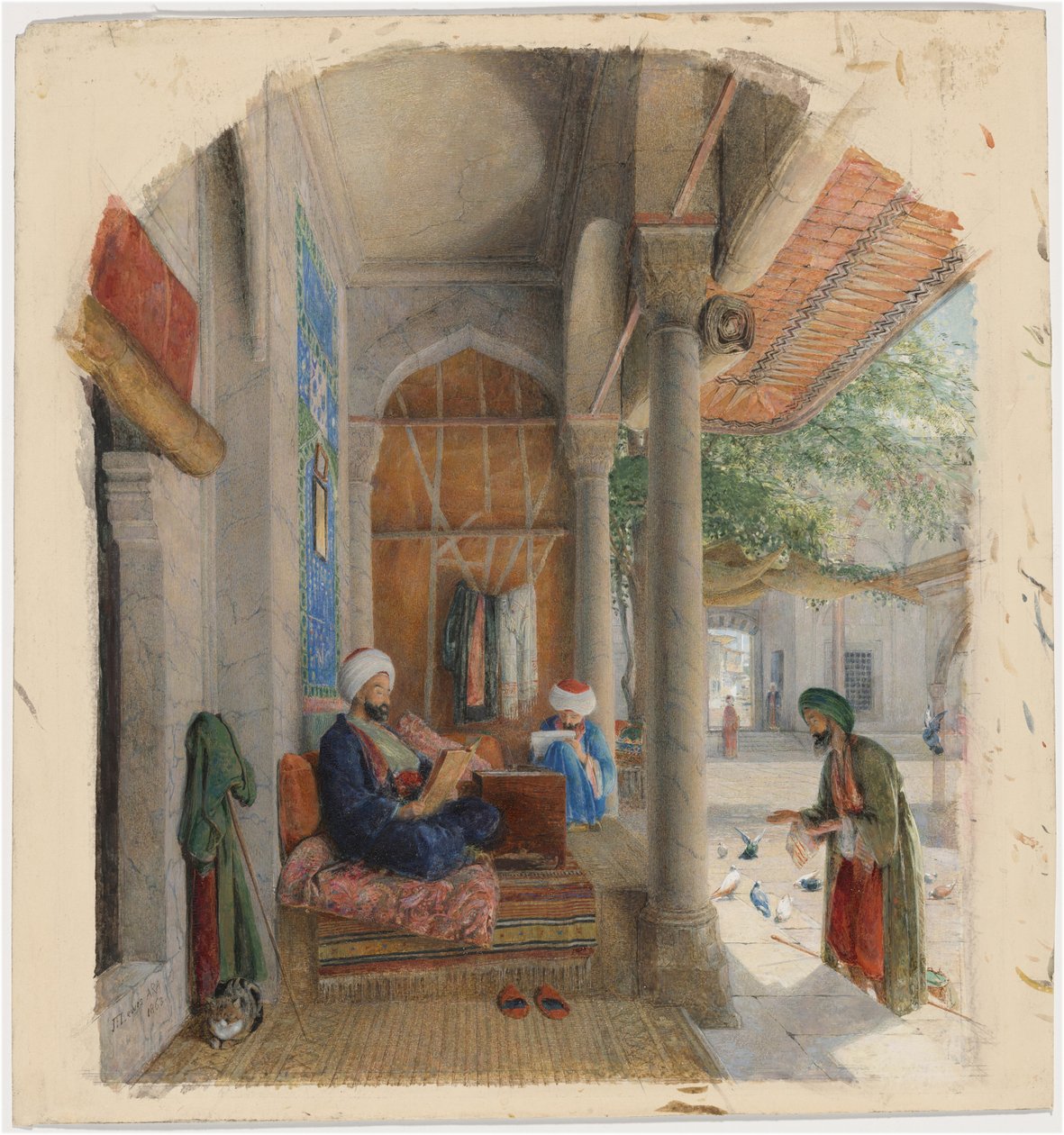 Een fakir voor de deur van een moskee, Constantinopel door John Frederick Lewis