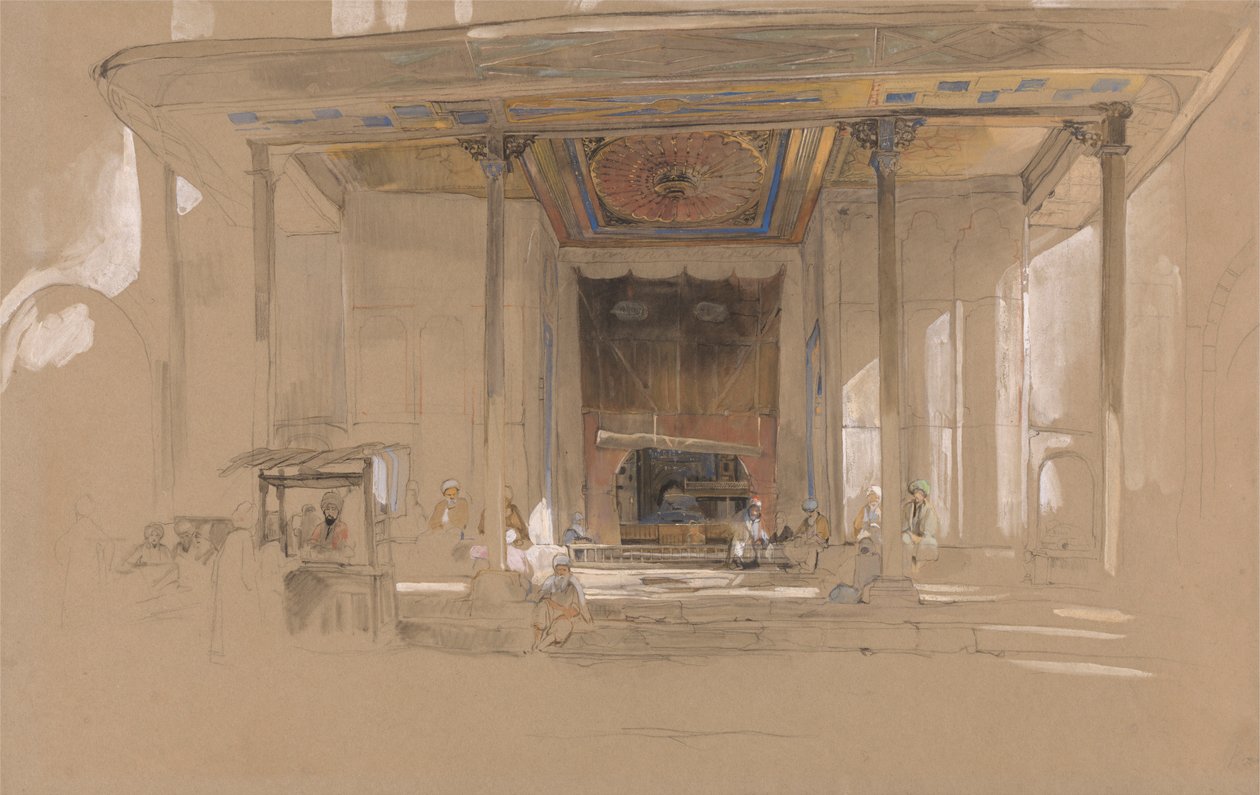 Hoofdingang van de Grote Moskee, (Ulu cami) Bursa, Turkije door John Frederick Lewis