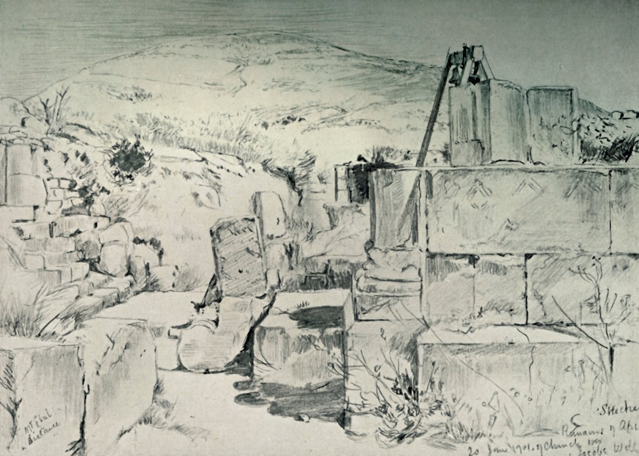 Apsis van de vierde-eeuwse kerk over Jacobs Well in Shechum Nablus door John Fulleylove