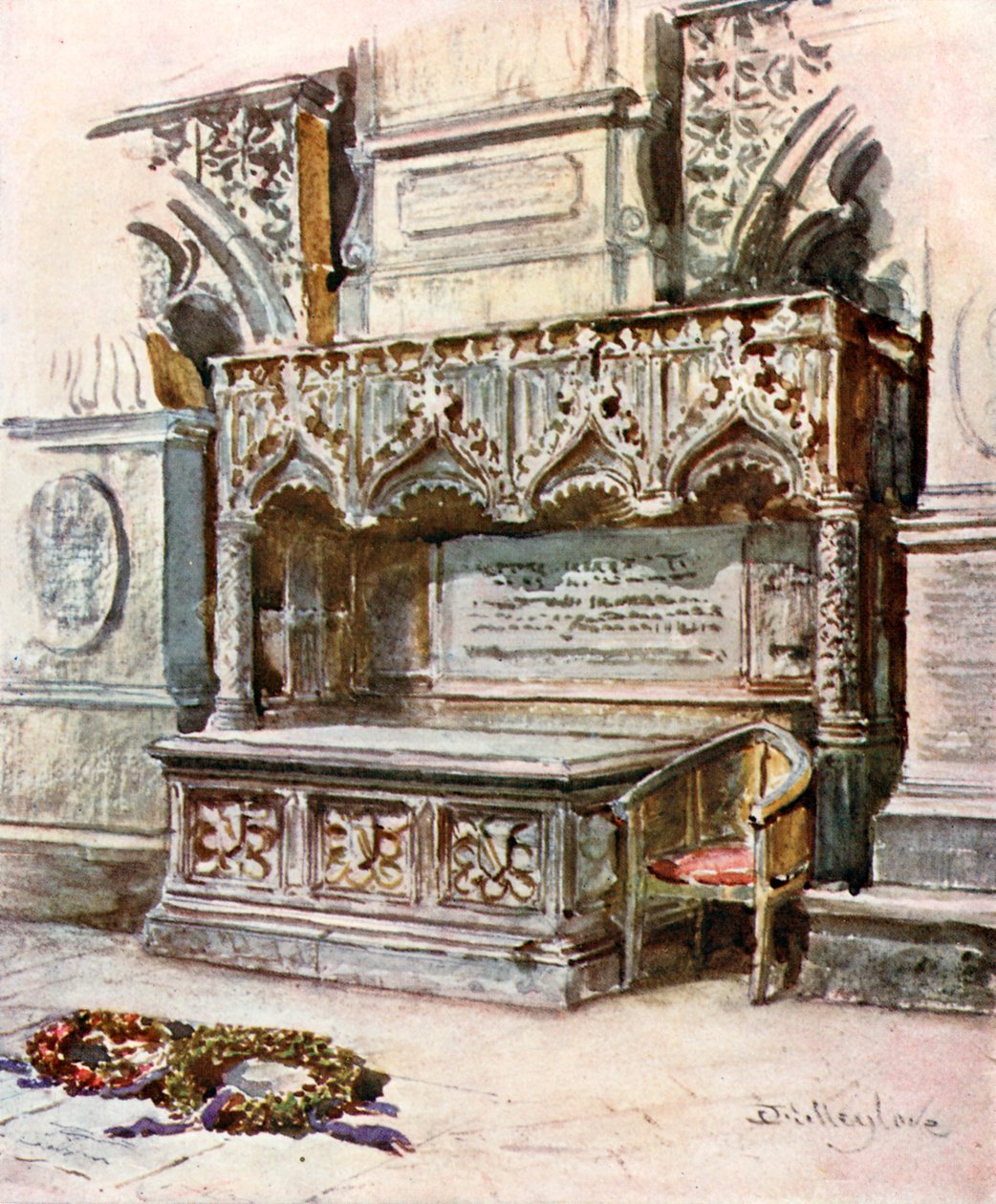 Graf van Chaucer (kleurenlitho) door John Fulleylove