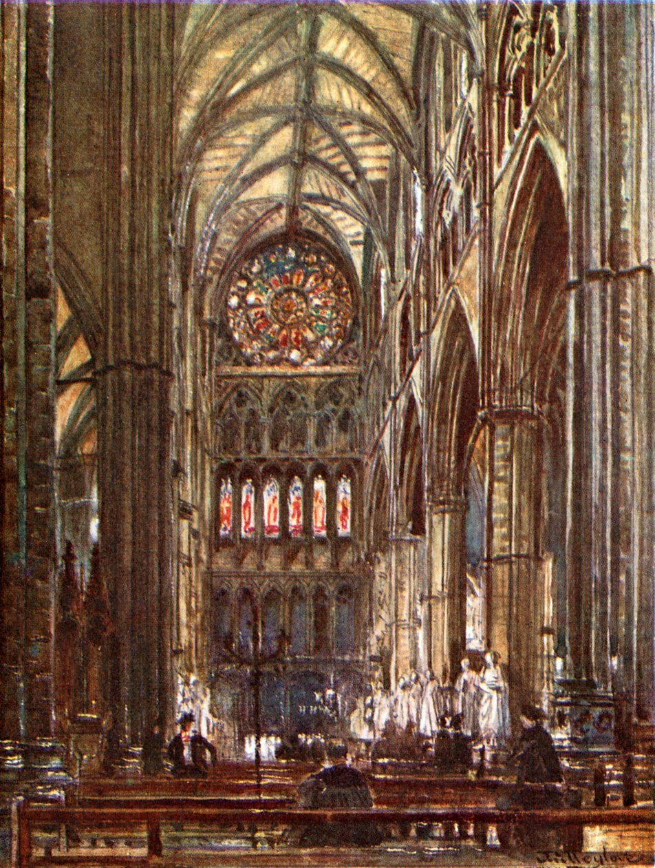 Interieur van het Noordtransept (kleurenlitho) door John Fulleylove