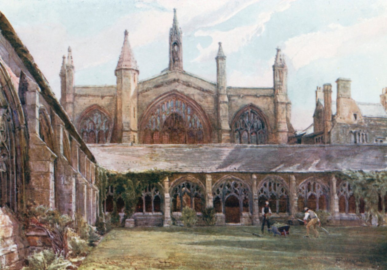 The Cloisters, New College (kleurenlitho) door John Fulleylove