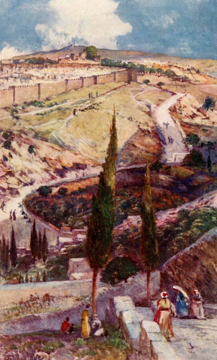 Het noordoostelijke einde van Jeruzalem en Mizpah vanaf de Olijfberg, 1902 door John Fulleylove