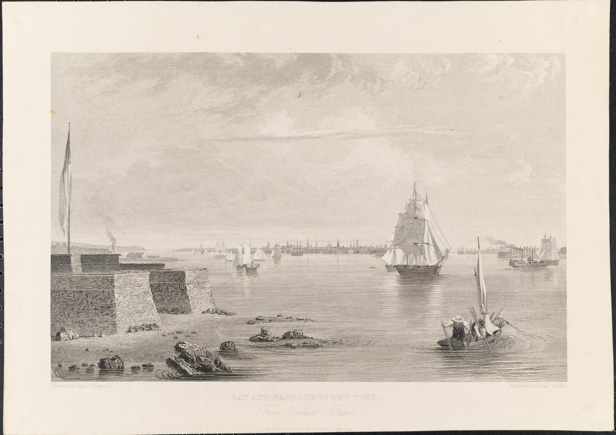 Baai en Haven van New York vanaf Bedlon