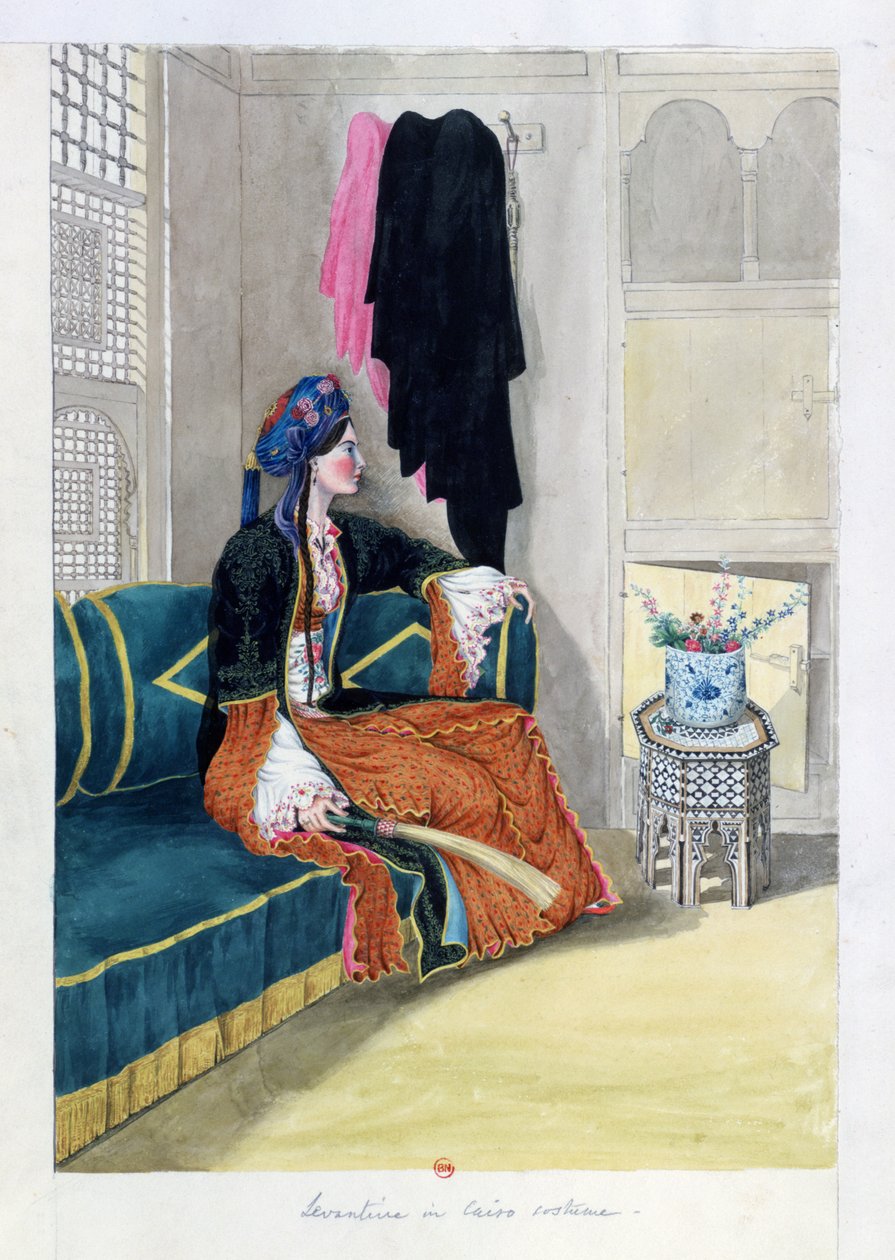 Levantijn in Caïro-kostuum (aquarel) door John Gardner Wilkinson