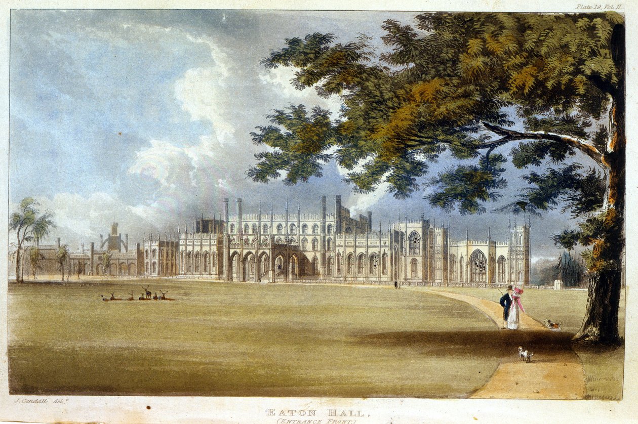 Eaton Hall, ingang voorkant, uit Ackermann