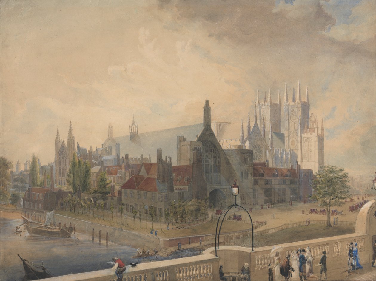 Uitzicht op Westminster Hall en Abdij vanaf de Brug door John Gendall