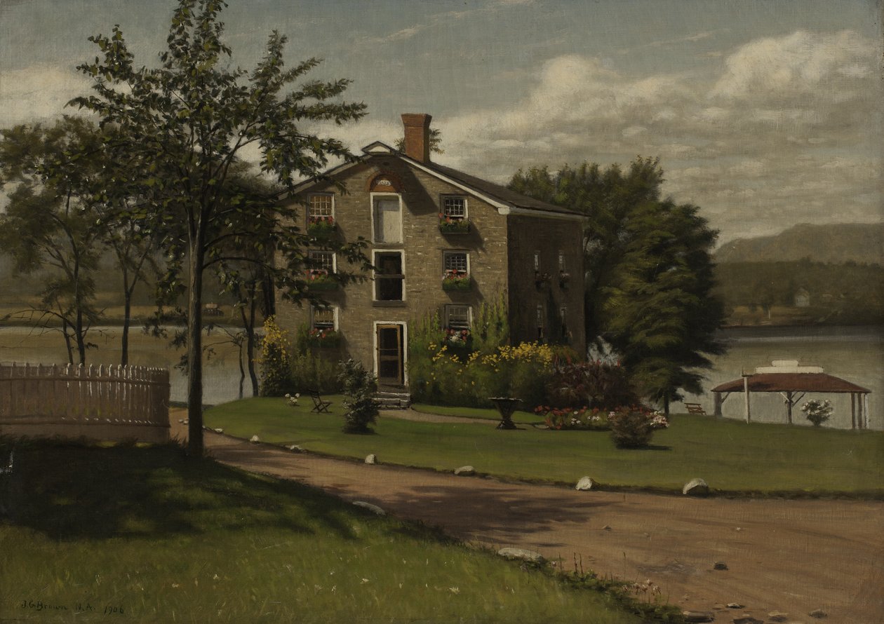 Stenen huis, Larrabees Point, Vermont, 1906 door John George Brown
