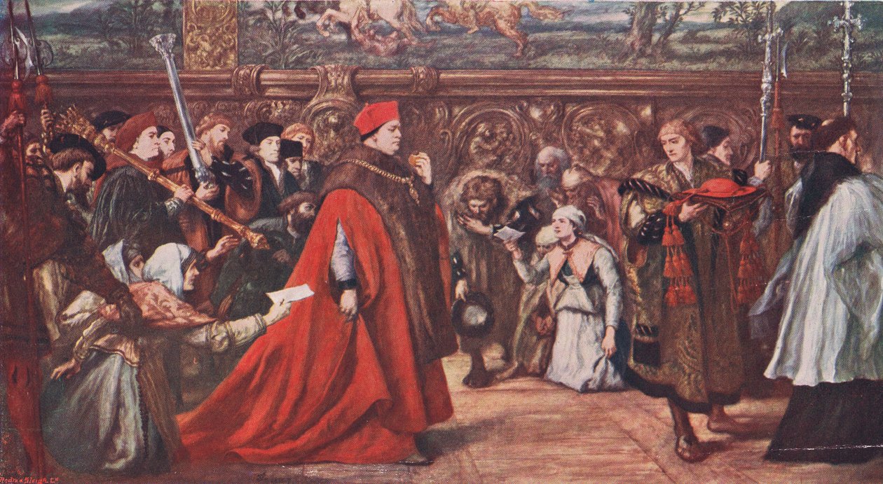 Kardinaal Wolsey op weg naar Westminster Hall 1515 door John Gilbert