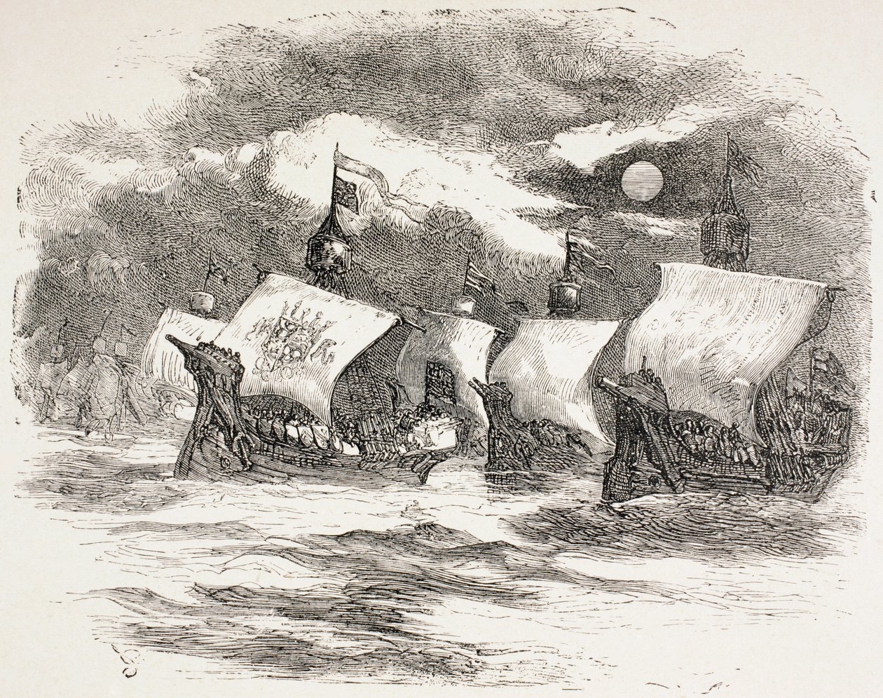 De vloot van koning Hendrik vaart naar Frankrijk, 1890 door John Gilbert