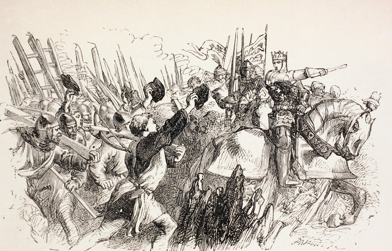 De troepen van koning Hendrik bij het beleg van Harfleur, Frankrijk, 1890 door John Gilbert