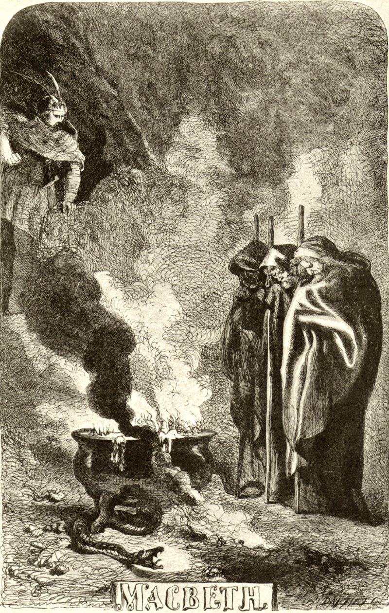 Macbeth - de drie heksen door John Gilbert