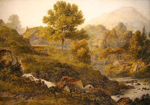Een bergboerderij door John Glover