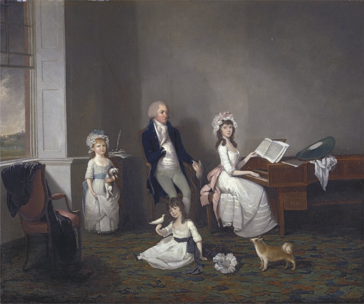 John Richard Comyns van Hylands Essex, met zijn dochters, 1775 door John Greenwood