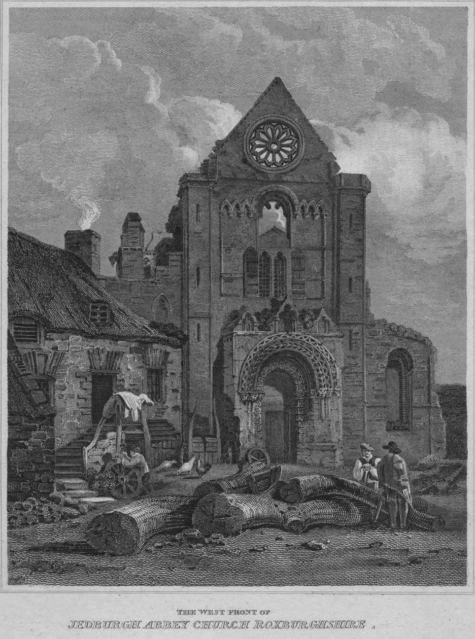 De Westelijke Voorzijde van Jedburgh Abbey Church Roxburghshire, 1814 door John Greig