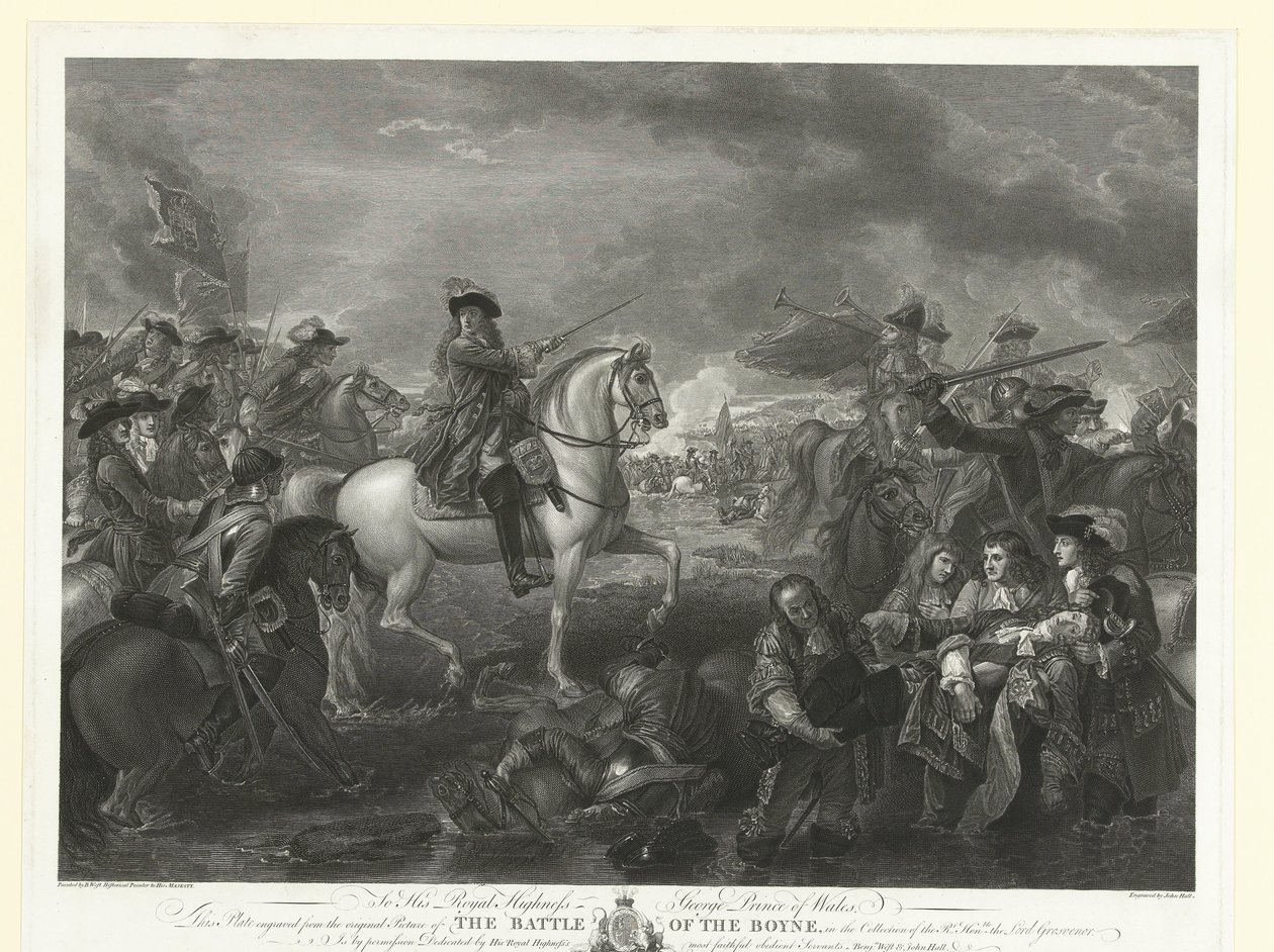 Koning Willem III tijdens de slag aan de Boyne, 1690 door John Hall