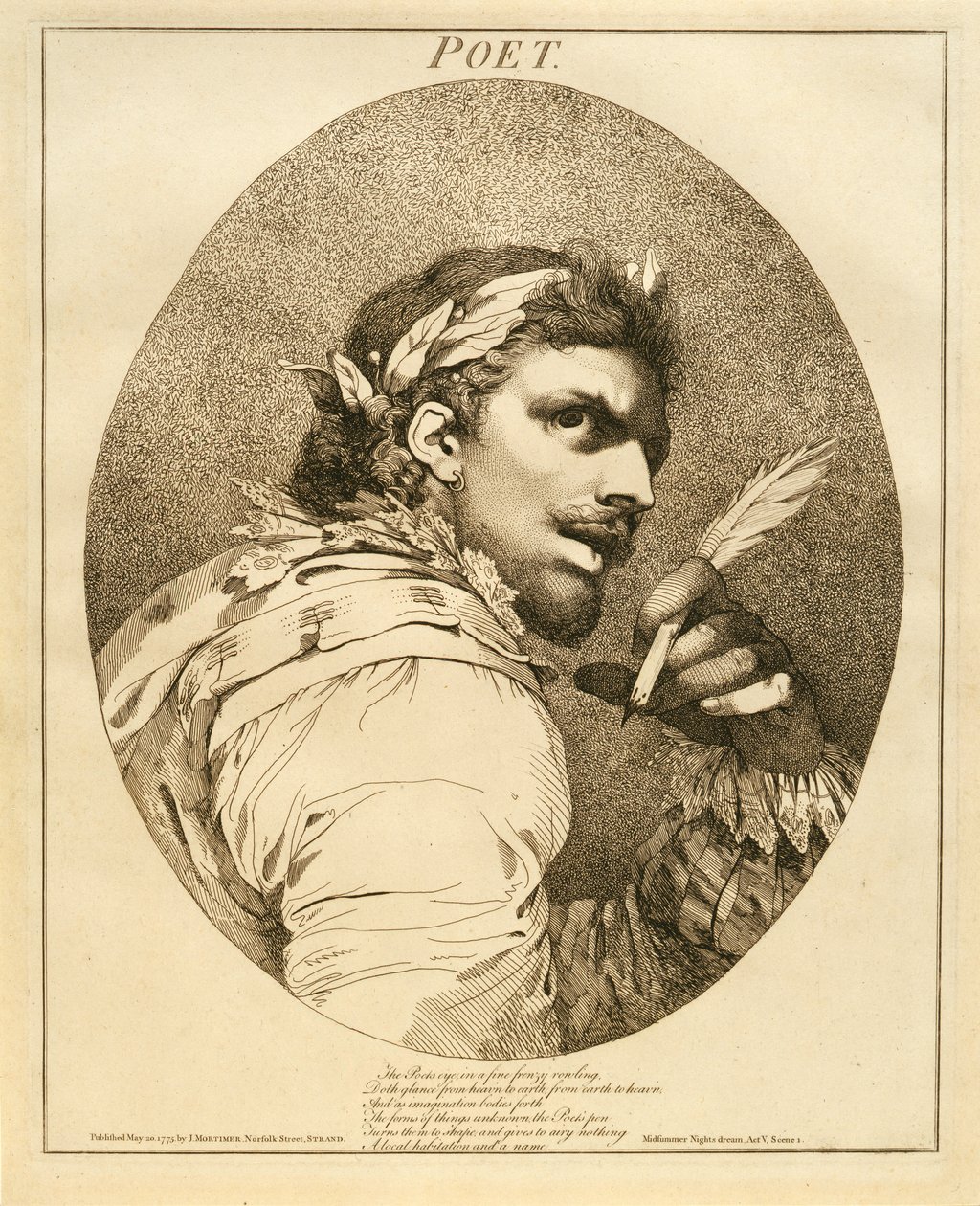 Dichter, uit Een Midzomernachtsdroom, Act V, Scene I, 1775 door John Hamilton Mortimer