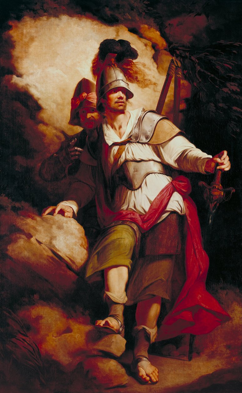 Sir Arthegal, de ridder van gerechtigheid, met Talus, de ijzeren man (uit Spensers "The Faerie Queene") door John Hamilton Mortimer