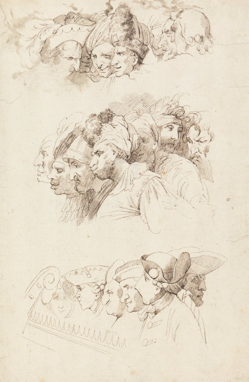 Studies van Groepen Hoofden door John Hamilton Mortimer