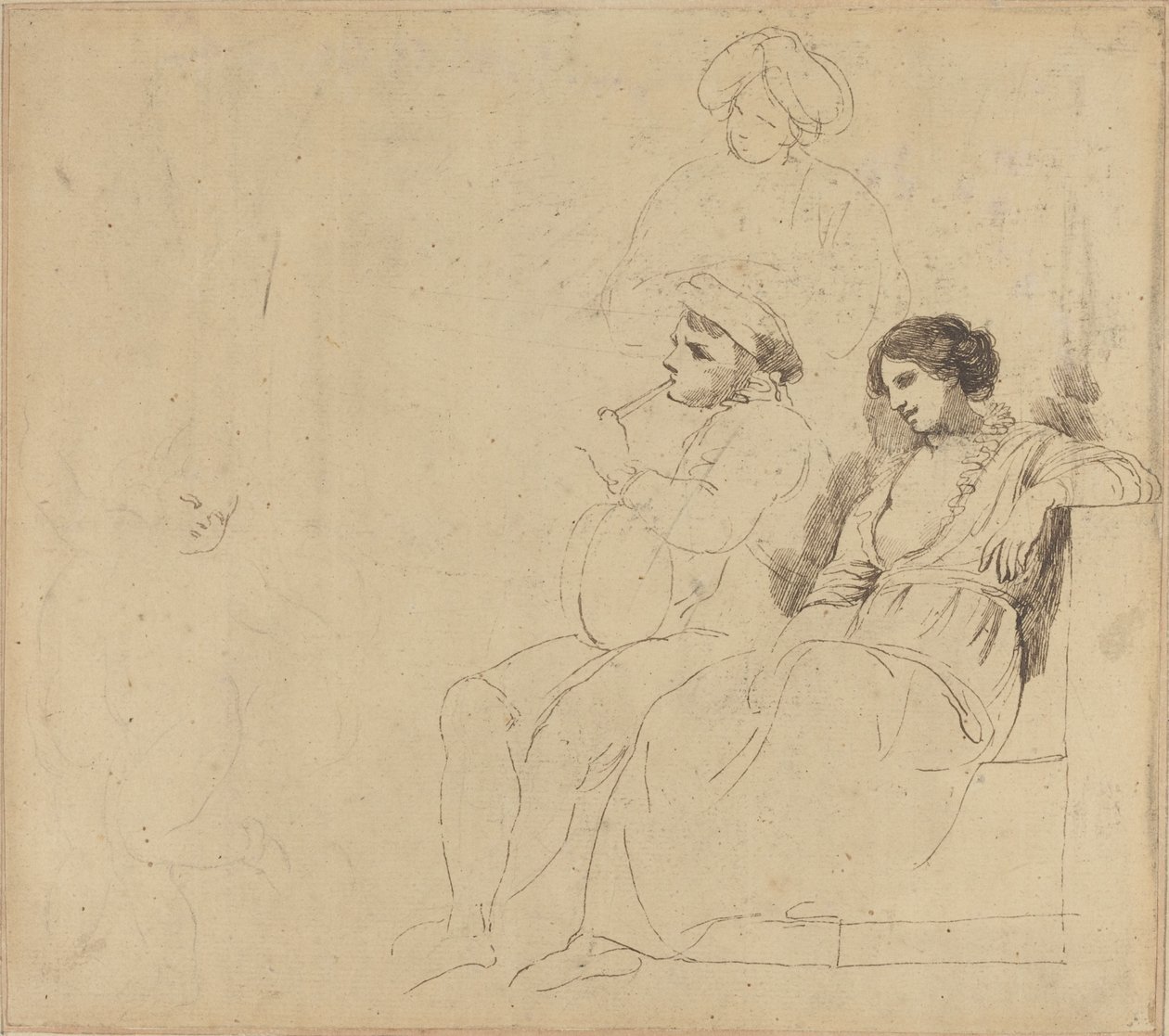 Studie voor "De rustieke dansers" door John Hamilton Mortimer