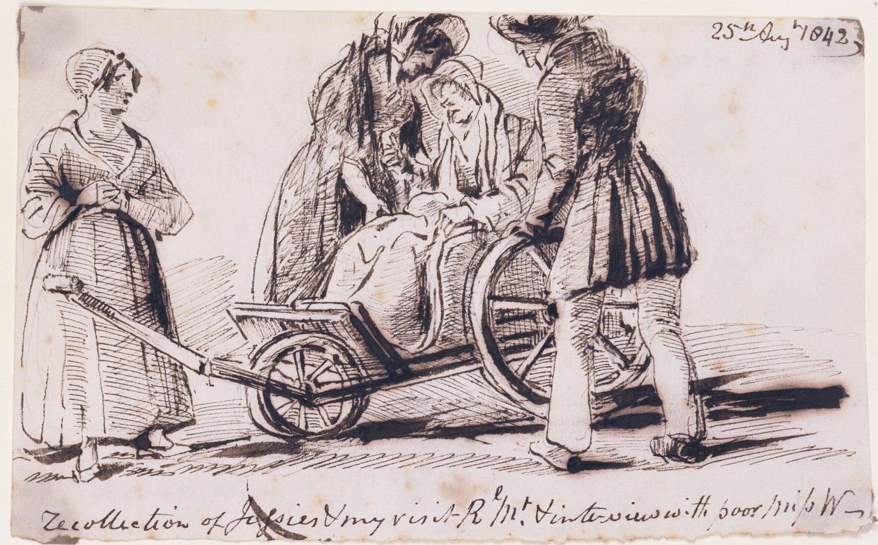 Dorothy Wordsworth (1771-1855) in een rolstoel, 1842 door John Harden