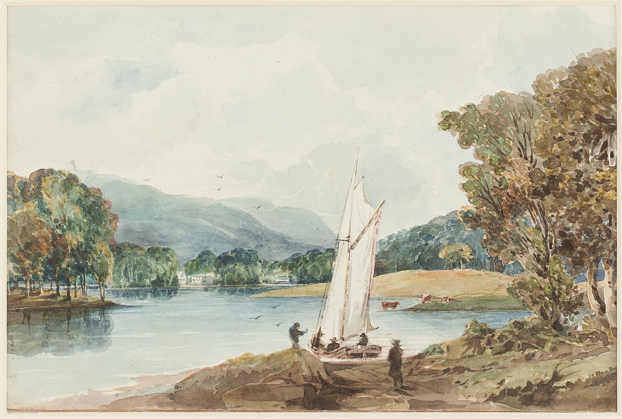 Lelietje-van-dalen eiland, Lake Windermere, Lake District, Cumbria, 1827 door John Harden