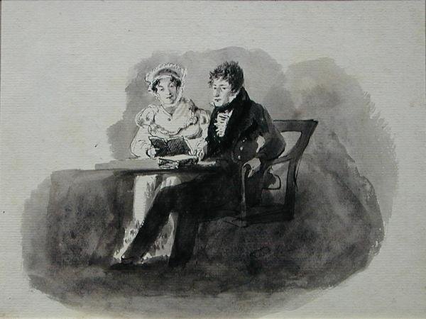 Man en Vrouw die Lezen door John Harden