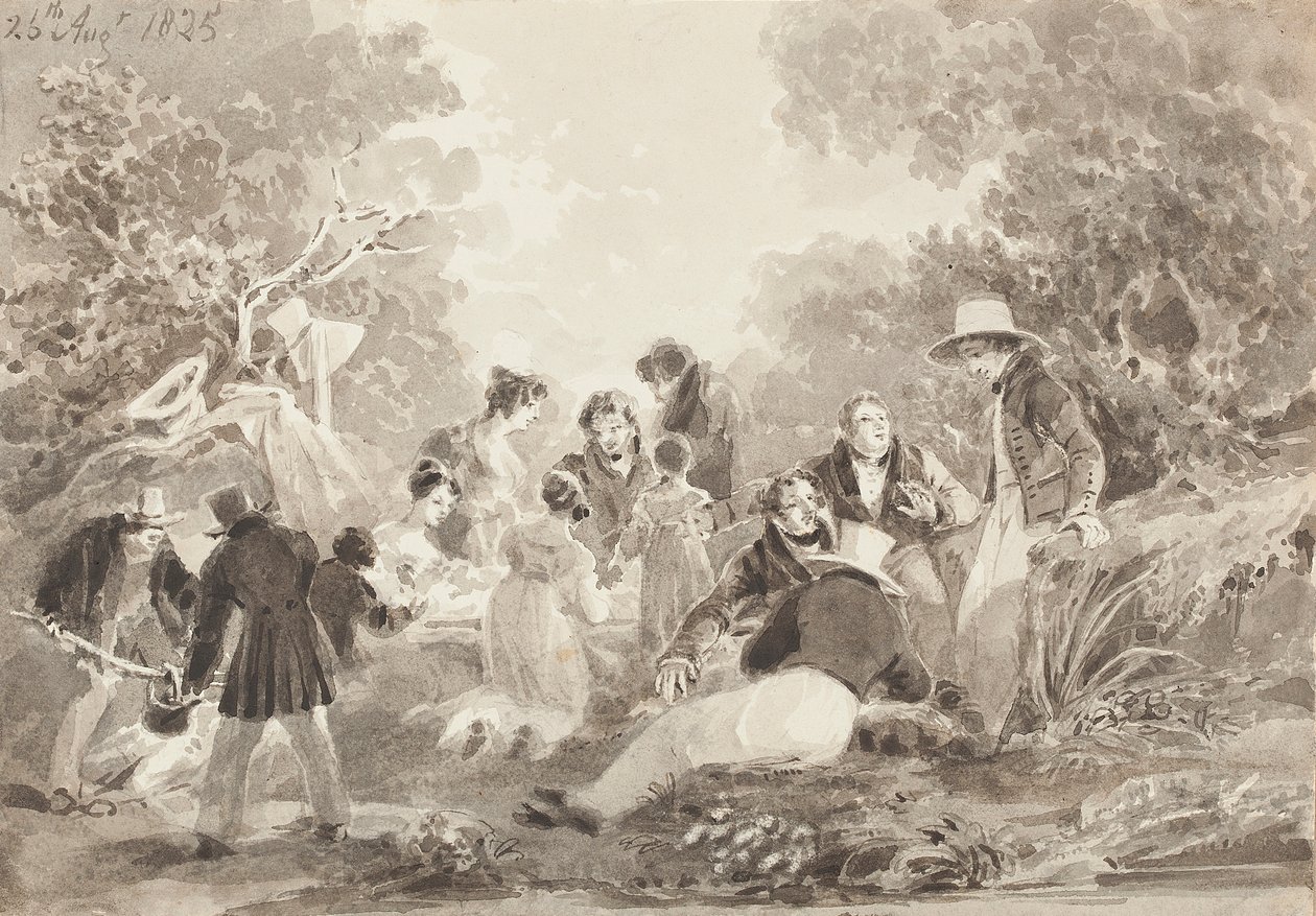 Picknick bij het meer, 1825 door John Harden