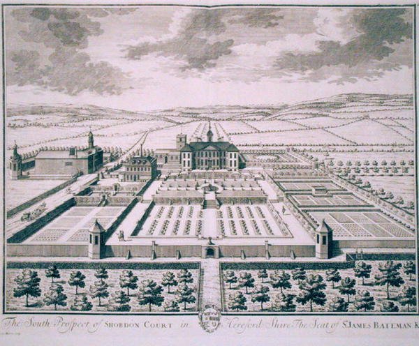Zuidelijk uitzicht op Shobdon Court, Herefordshire, de zetel van Sir James Bateman door John Harris