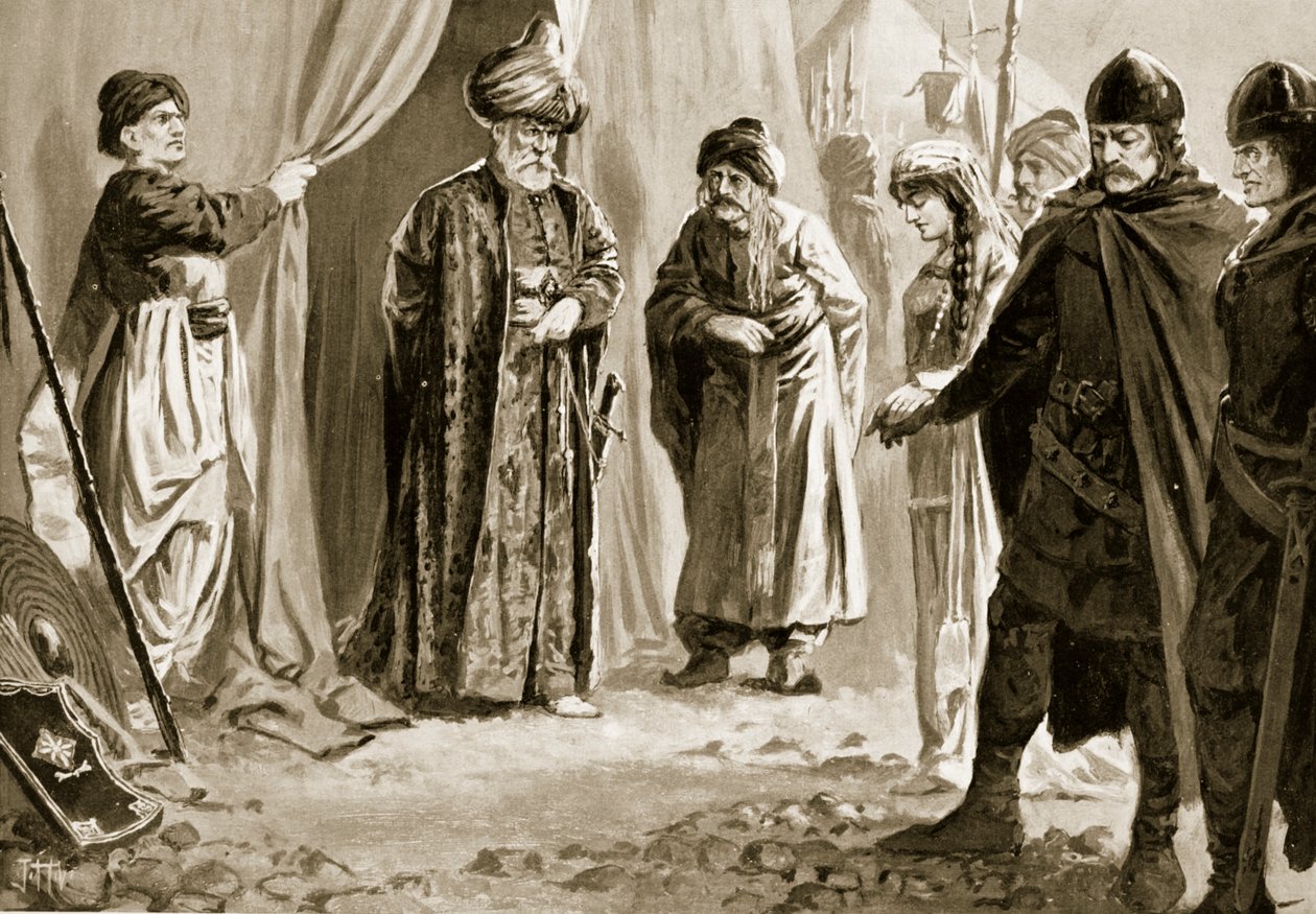 Ivan Shishman III levert zijn zus over aan Sultan Murad I, 1366 door John Harris Valda