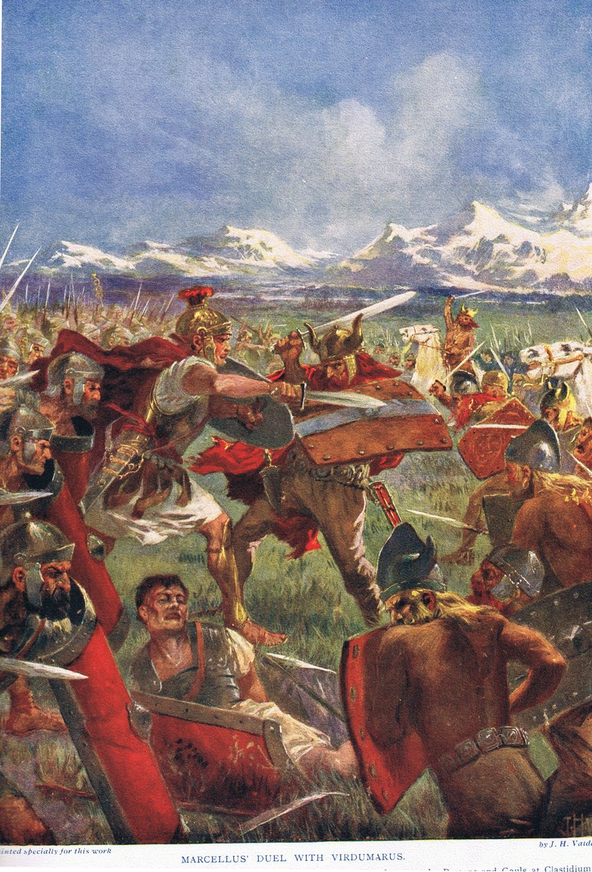 Het duel van Marcellus met Virdumarus, illustratie uit 