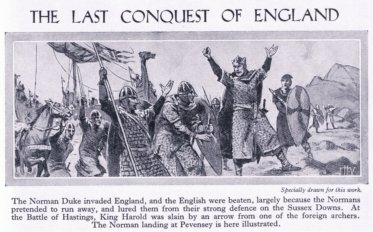De laatste verovering van Engeland 1066 AD, c.1950 door John Harris Valda