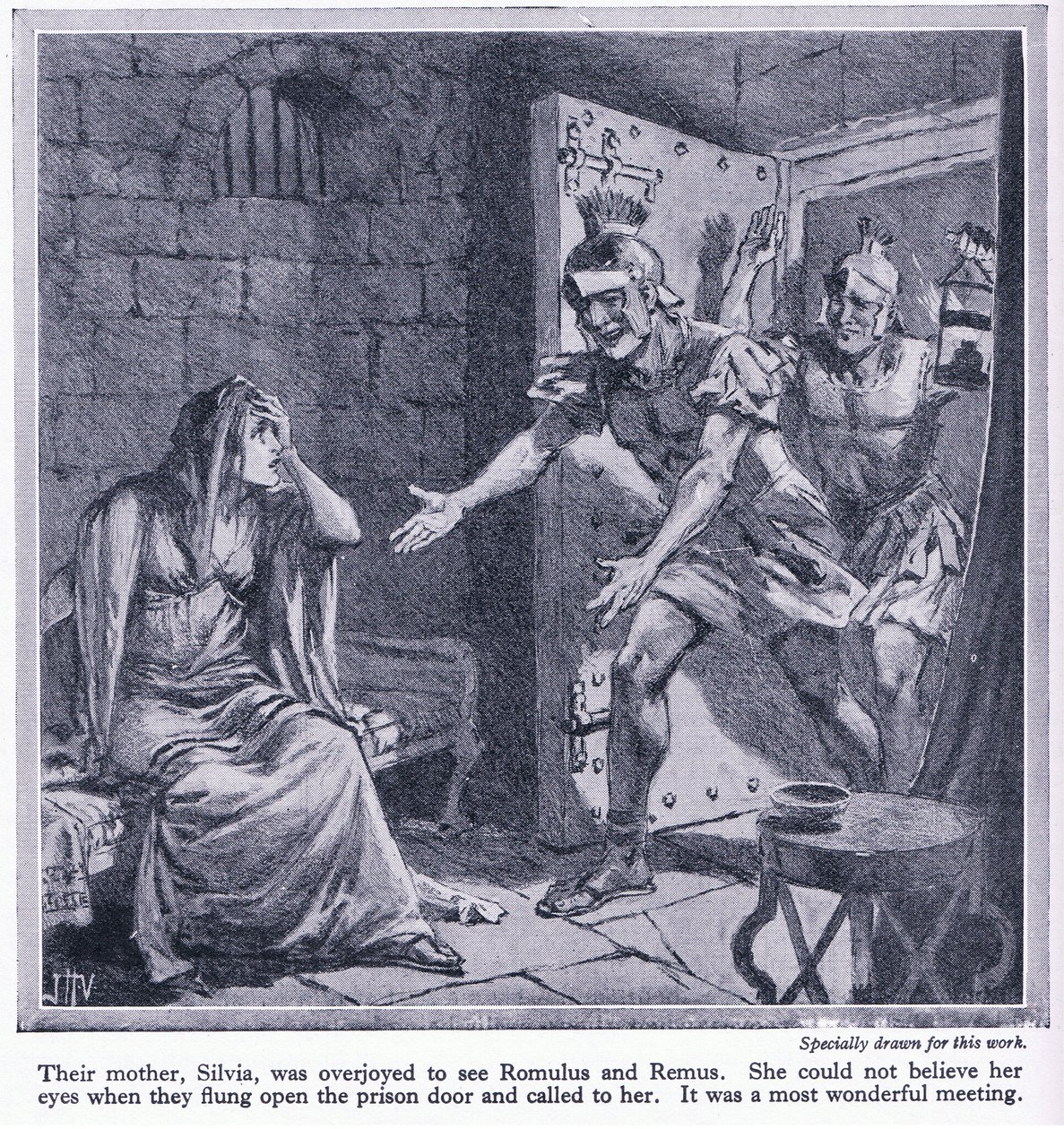 Hun moeder Silvia was dolblij om Romulus en Remus te zien, c.1950 door John Harris Valda