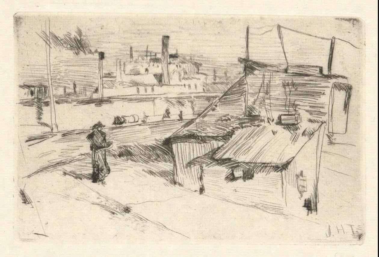 Bridgeport Shanties door John Henry Twachtman