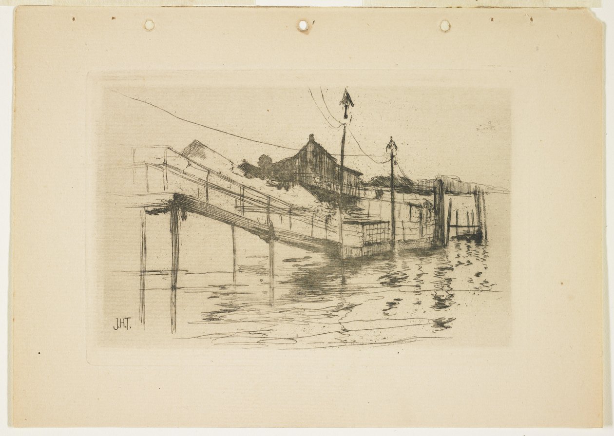 Het Oude Tolhuis in Bridgeport (Kleine plaat), 1888-1889 door John Henry Twachtman