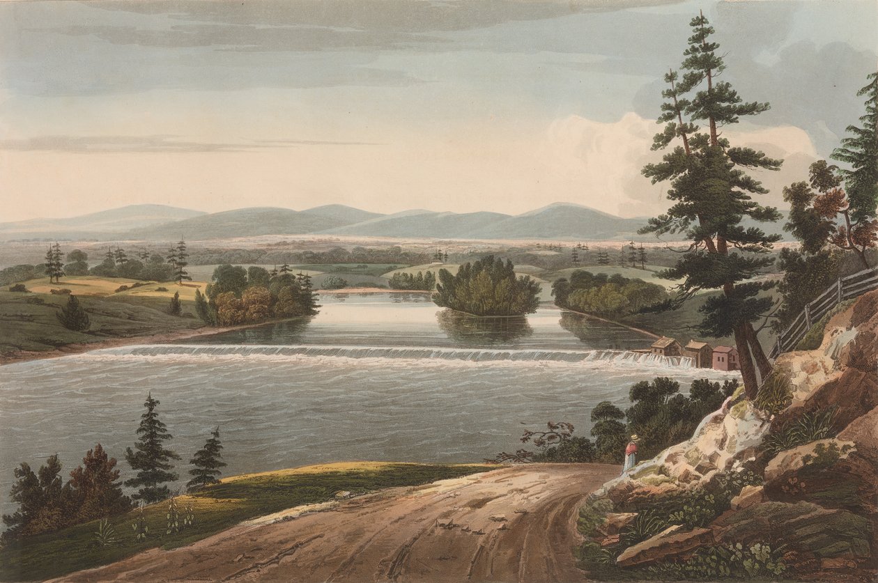 Uitzicht nabij Sandy Hill nr. 7 van The Hudson River Portfolio, 1822-23 door John Hill