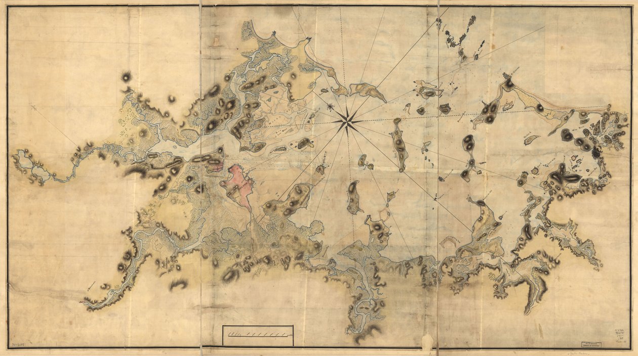 Boston Harbour en de omgeving door John Hills