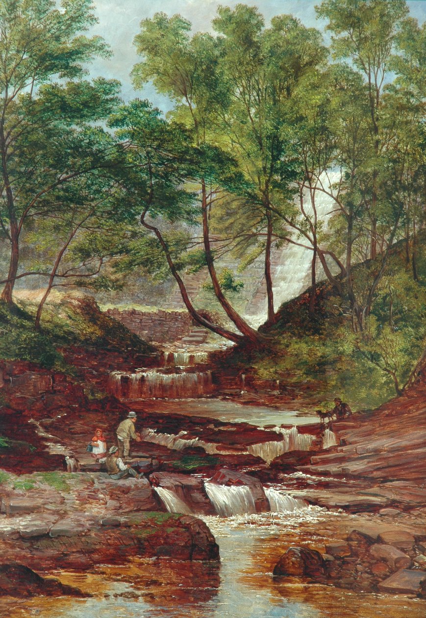 Cat Holes Dam Waterval in Todmorden, 1870 door John Holland
